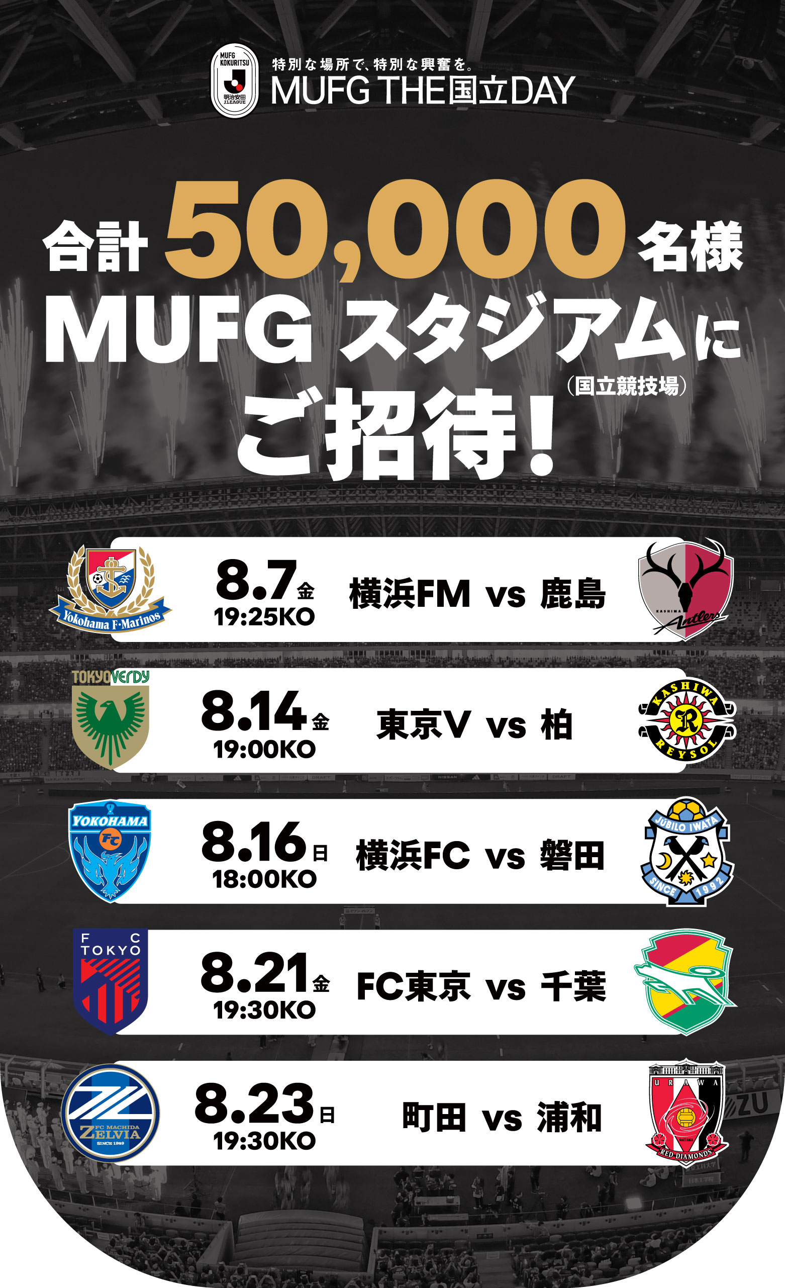 合計50,000名様 MUFGスタジアムにご招待！
