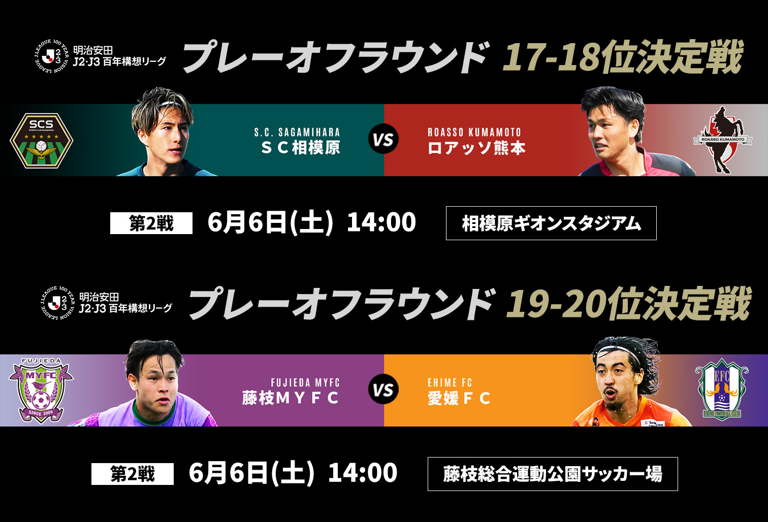 17-20位決定戦 ＳＣ相模原・藤枝ＭＹＦＣ・愛媛ＦＣ・ロアッソ熊本