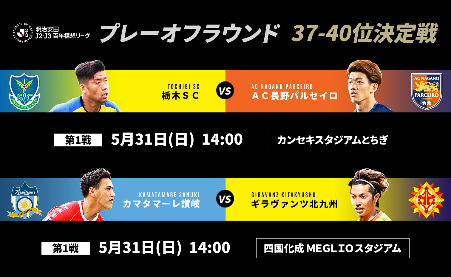 37-40位決定戦 栃木ＳＣ・ＡＣ長野パルセイロ・カマタマーレ讃岐・ギラヴァンツ北九州