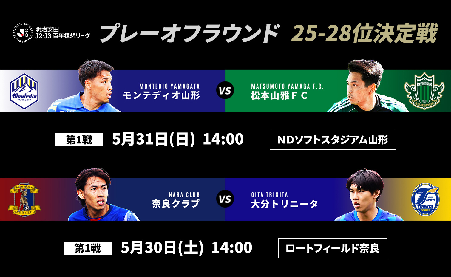 25-28位決定戦 モンテディオ山形・松本山雅ＦＣ・奈良クラブ・大分トリニータ