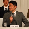 [ 岡山：新体制・新加入選手記者会見】の様子 ]